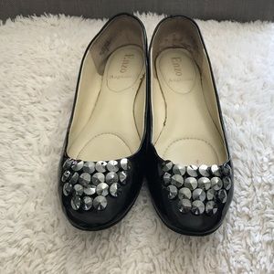 Enzo Angiolini Black Patent Flats with Jewels